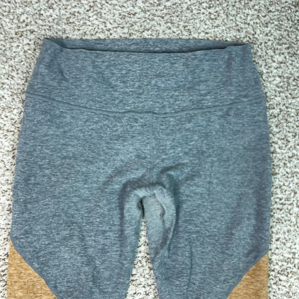 Alo Yoga Pants Womens Large Gray‎ Colorblock Ankle Leggings Yoga Gym Sport